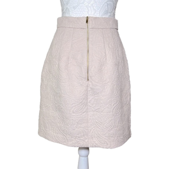 H&M Beautiful Light Pale Pink Embossed Paisley Pattern Skirt - Size 6, Like New - Picture 4 of 9